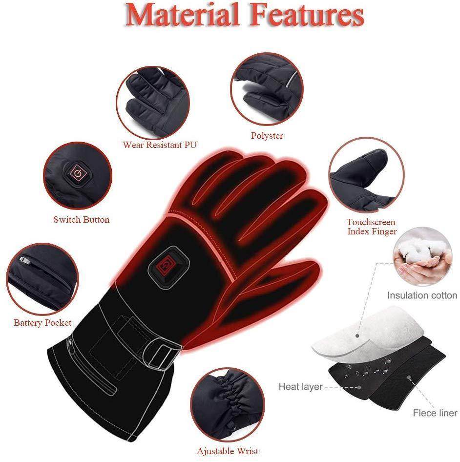 Heated Driving Gloves Motorcycle Bike Gloves Waterproof Touchscreen Gloves Electric Unisex Winter Gloves