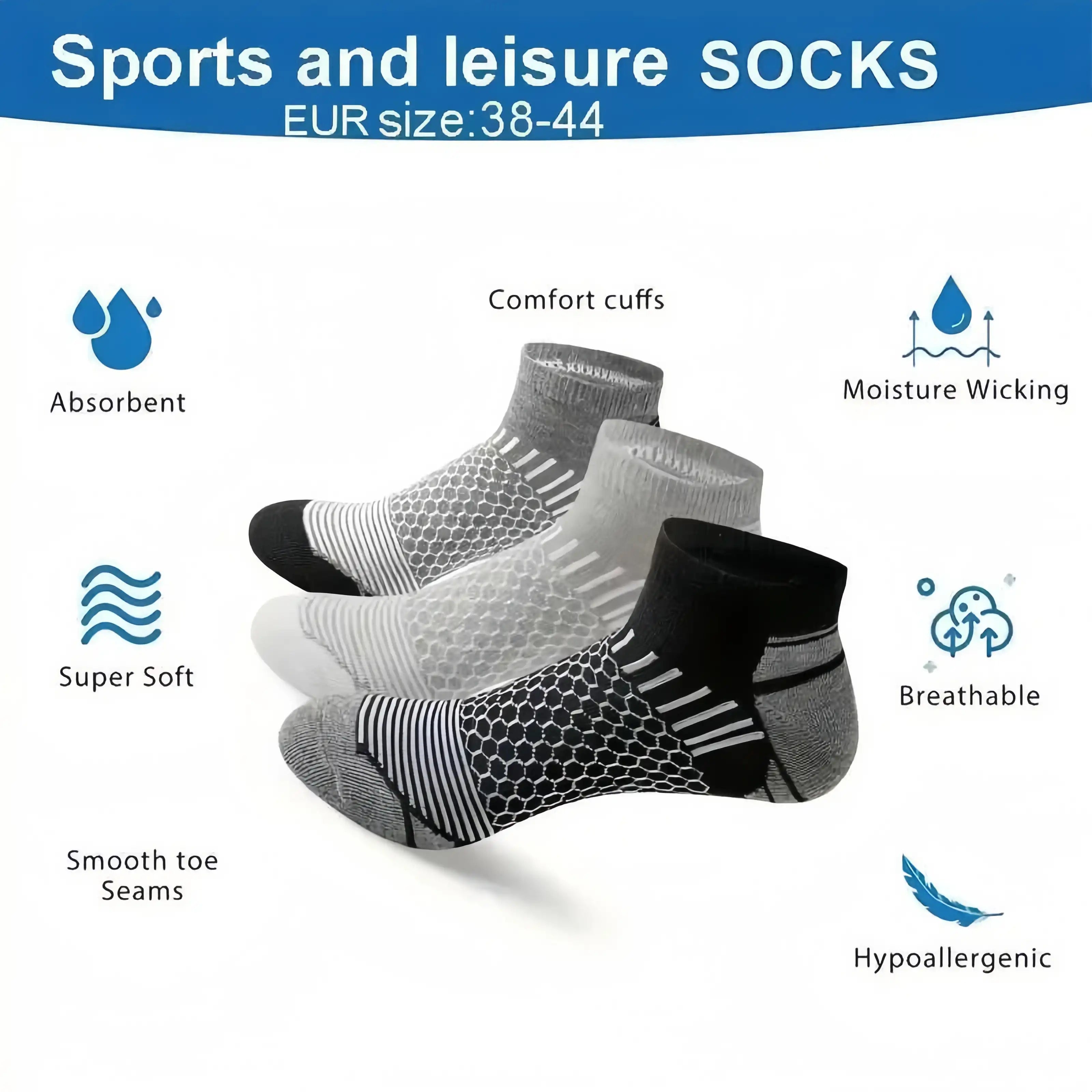 6 Pairs Men's Moisture-Wicking & Anti-Odor Athletic Socks