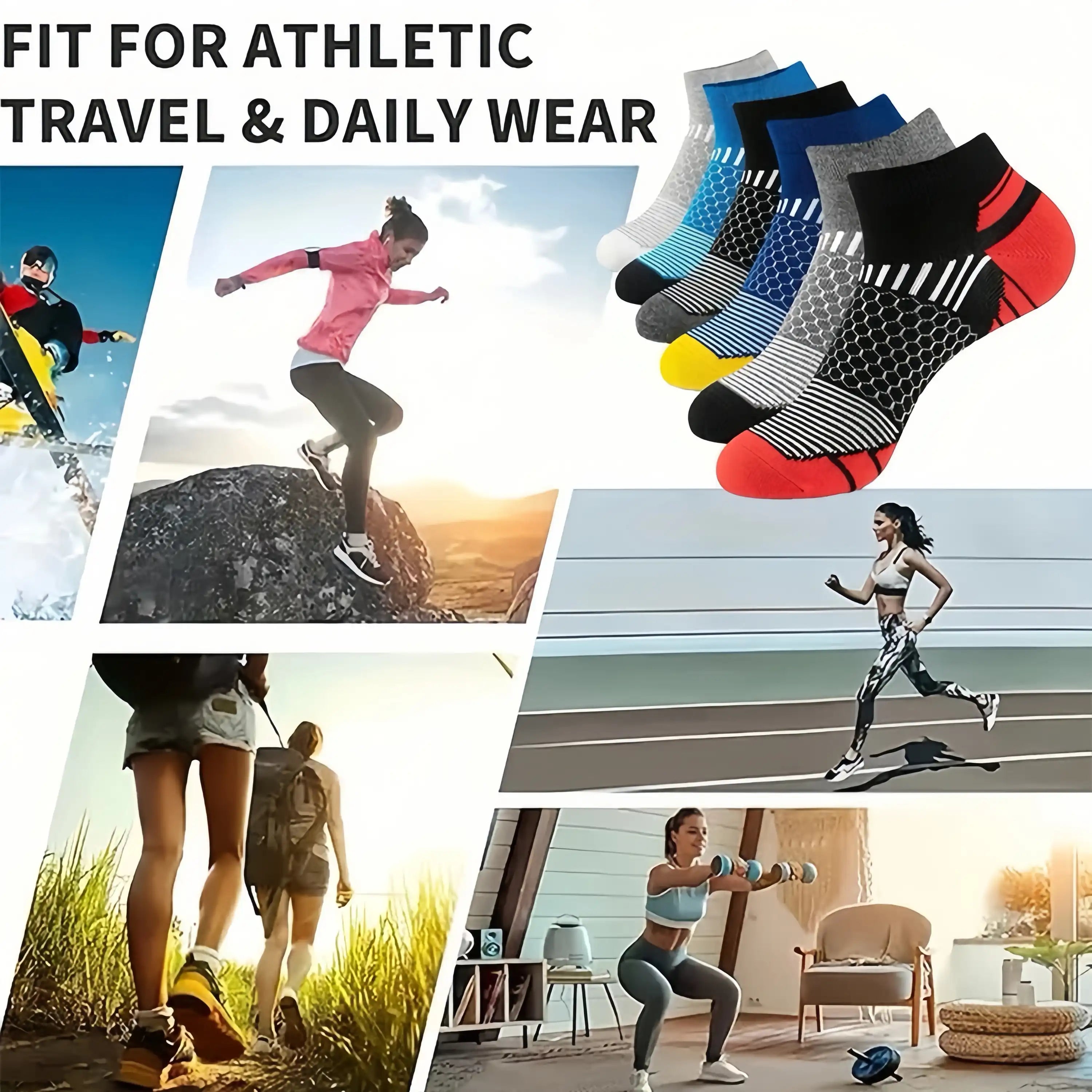 6 Pairs Men's Moisture-Wicking & Anti-Odor Athletic Socks