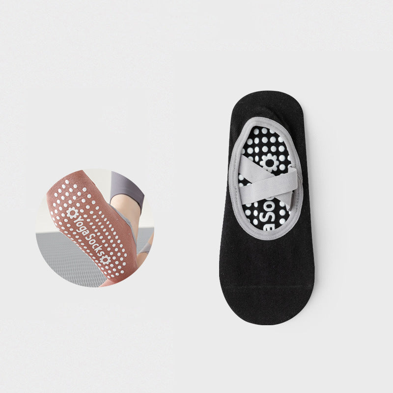 Professional Fitness Sports Anti-Skid Dispensing Instep Cross Strap Yoga Socks Dance Floor Socks