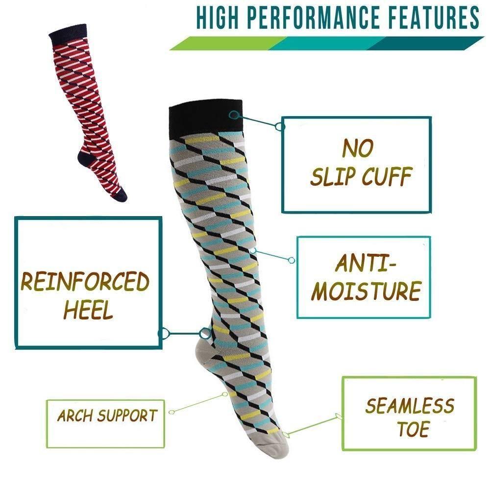 Striped Compression Socks 20-30 mmHg Support Stockings for Circulation & Swelling