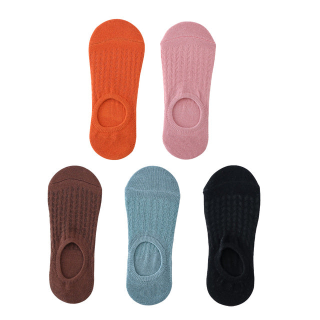 5 Pairs of Women's Anti-Skid Invisible Boat Socks