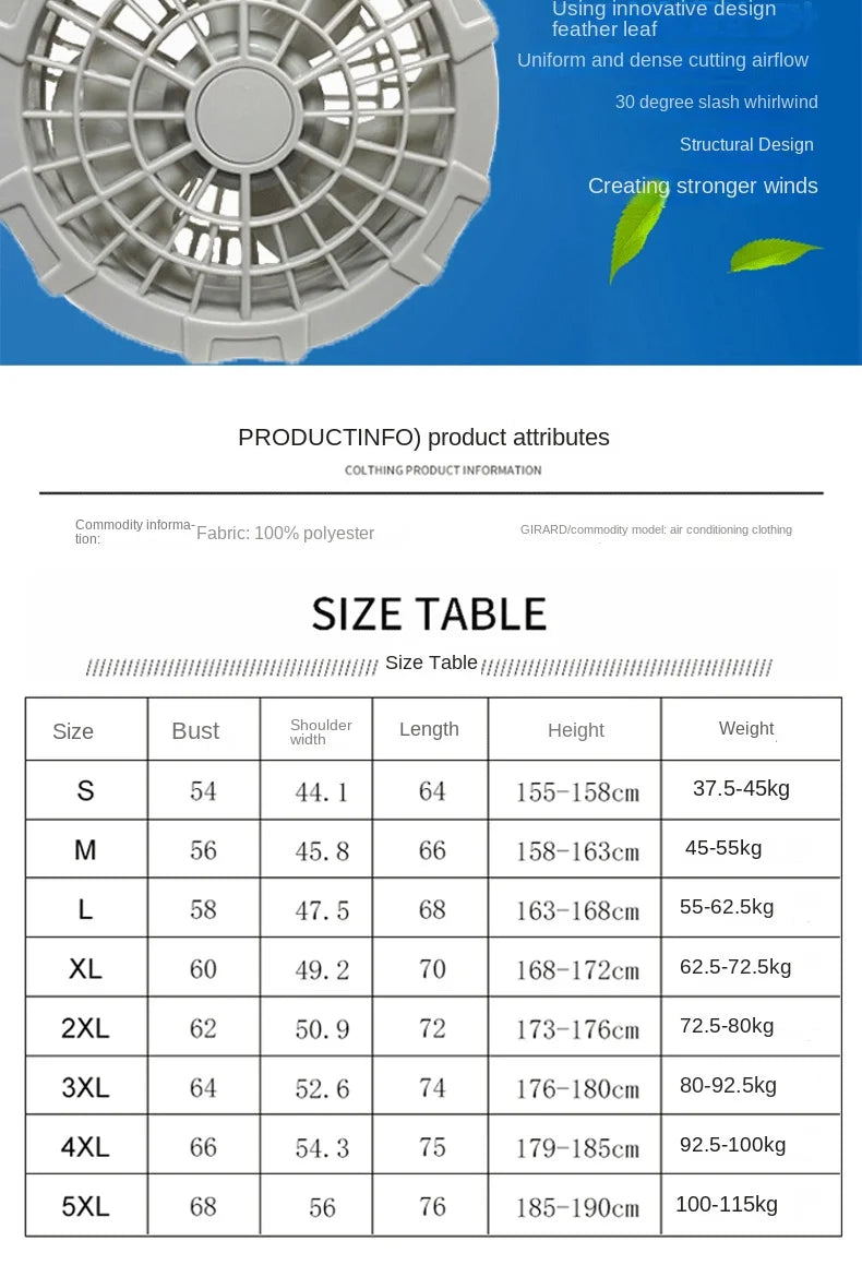 New hooded, removable, outdoor cooling and sun protection clothes with fan