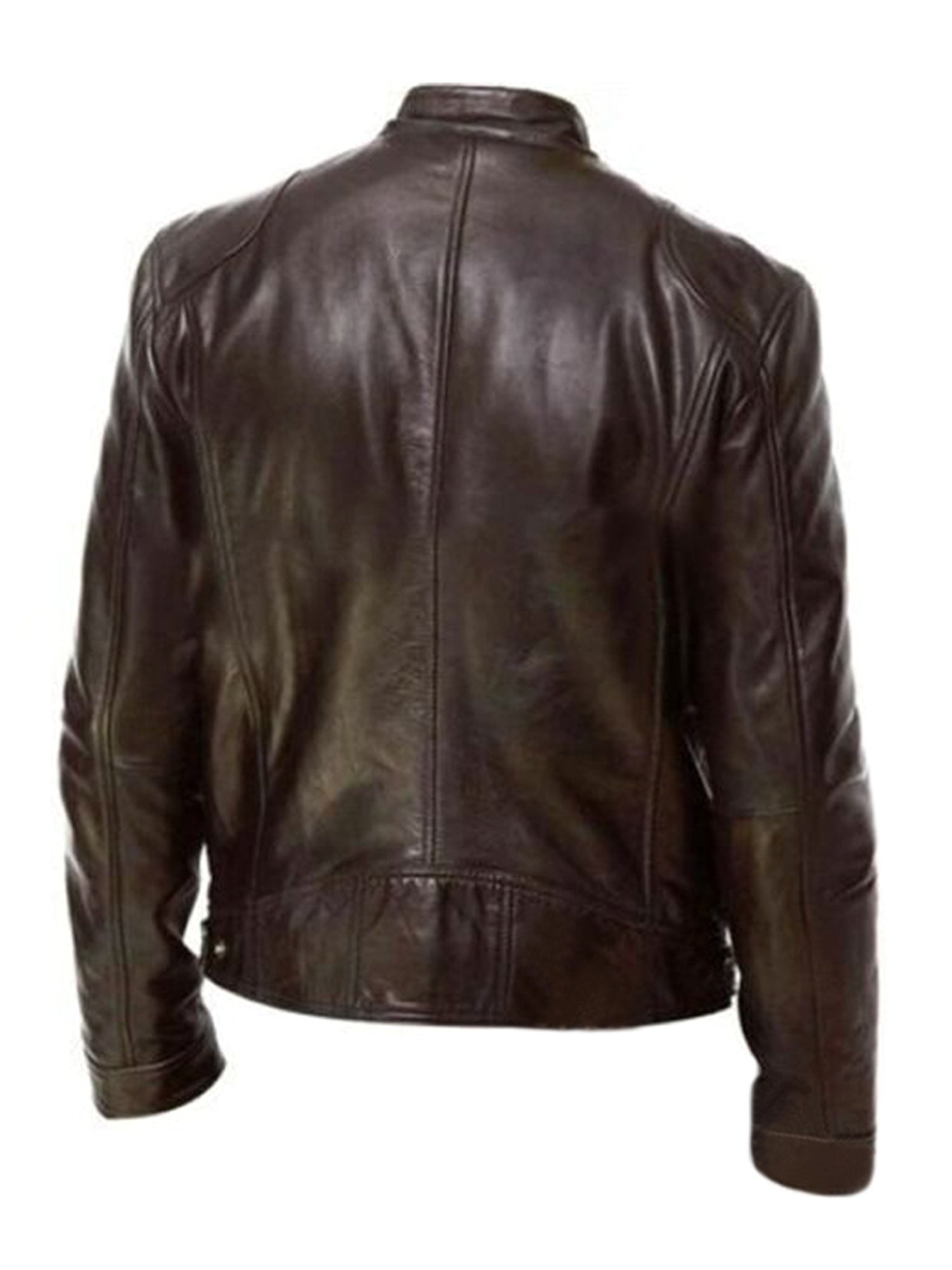 Zipper Mens Casual  Leather Biker Jacket Motorcycle Stand Collar Coat