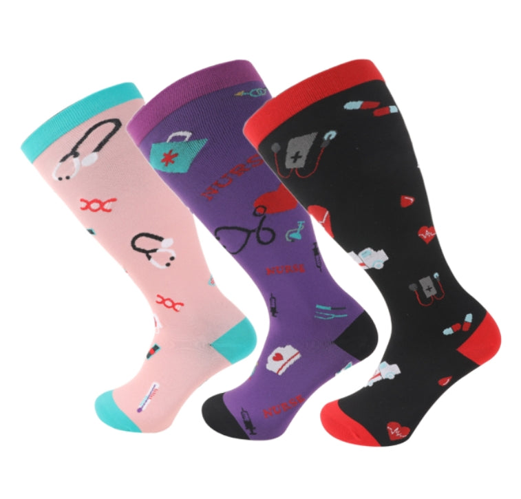 Plus Size Compression Socks Wide Calf For Women & Men 20-30 mmhg