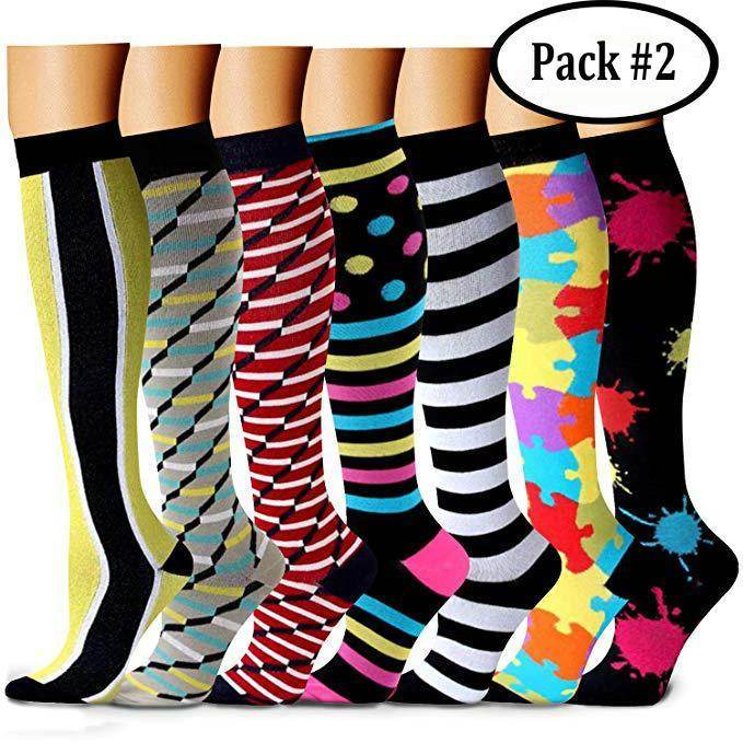 ROYALUCK Best Compression Socks (7/8 Pairs) for Women & Men; Compression Stockings for Swelling, Running, Travel, Flight,  Energy Pro Support Medical Socks
