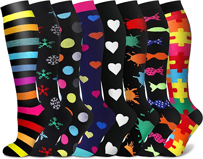 ROYALUCK Best Compression Socks (7/8 Pairs) for Women & Men(15-20mmHg)