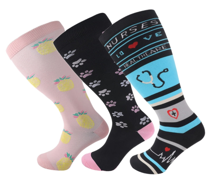 Plus Size Compression Socks Wide Calf For Women & Men 20-30 mmhg