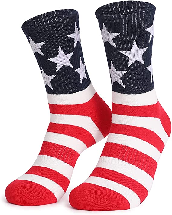Independence Day American Flag Socks Striped All Cotton Socks Mid length Socks