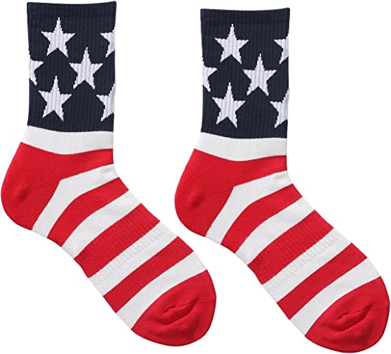 Independence Day American Flag Socks Striped All Cotton Socks Mid length Socks