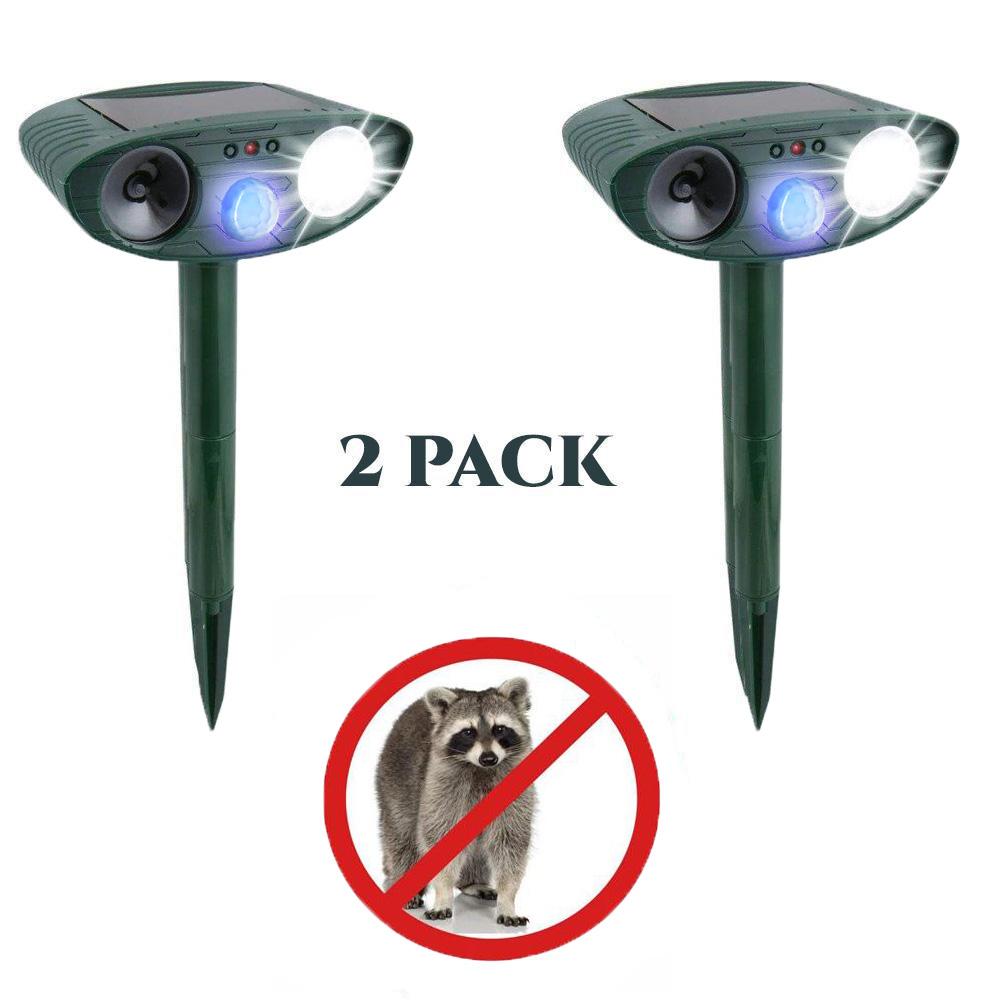 Ultrasonic Raccoon Repeller - PACK of 2 - Solar Powered - Get Rid of Raccoons in 48 Hours - CA