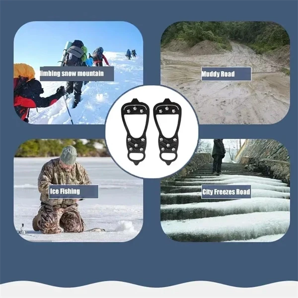 8-Tooth Ice Cleats for Shoes - Anti-Slip Snow Grips for Winter Hiking and Outdoor Activities