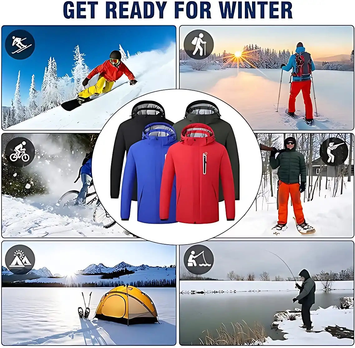 8-Zone Smart Heating Jacket Outdoor Ski Parka - USB-Powered & Weatherproof