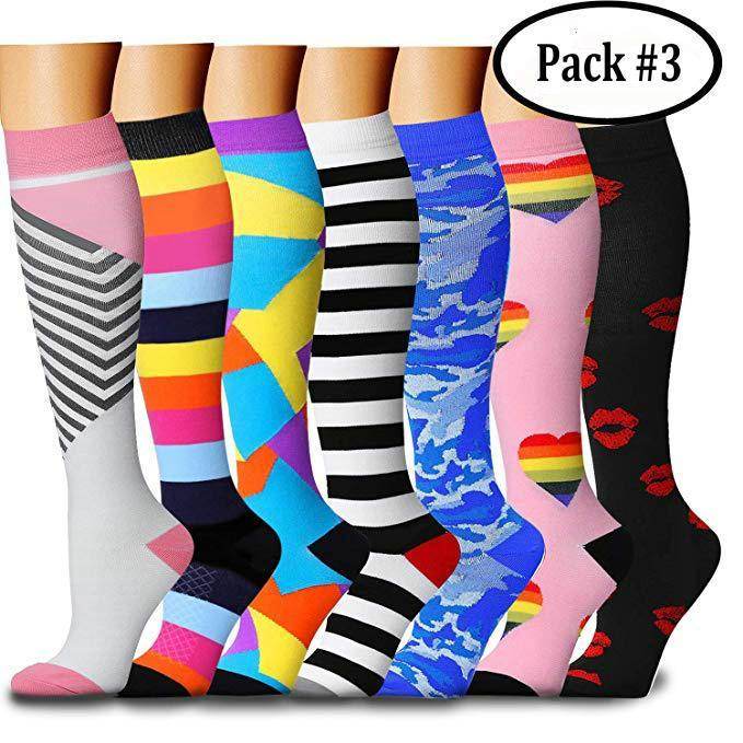 ROYALUCK Best Compression Socks (7/8 Pairs) for Women & Men; Compression Stockings for Swelling, Running, Travel, Flight,  Energy Pro Support Medical Socks