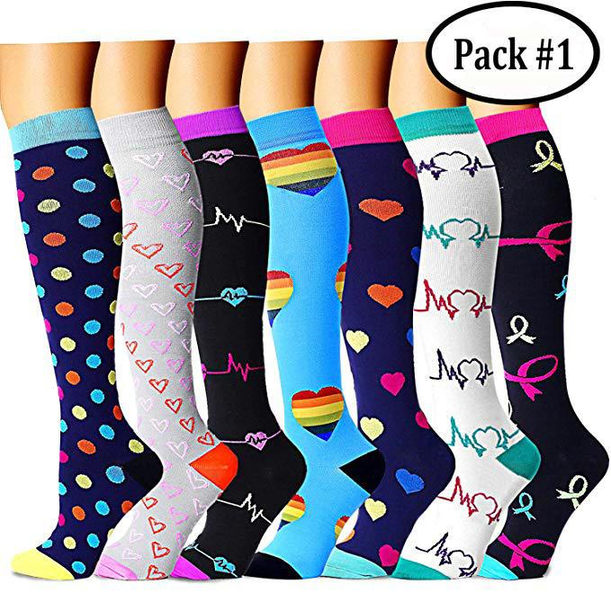 ROYALUCK Best Compression Socks (7/8 Pairs) for Women & Men(15-20mmHg)