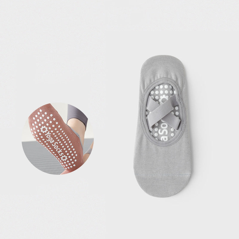 Professional Fitness Sports Anti-Skid Dispensing Instep Cross Strap Yoga Socks Dance Floor Socks