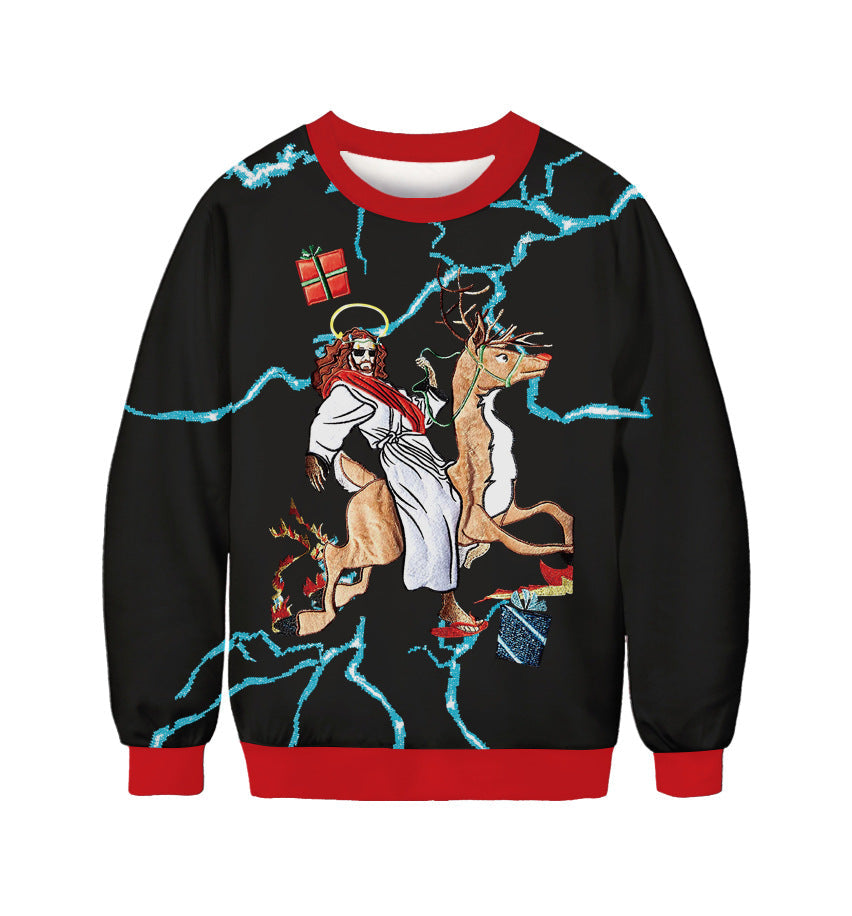 Ugly Christmas Sweater Couples Round Neck Sports Sweater