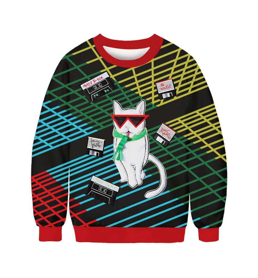 Ugly Christmas Sweater Couples Round Neck Sports Sweater