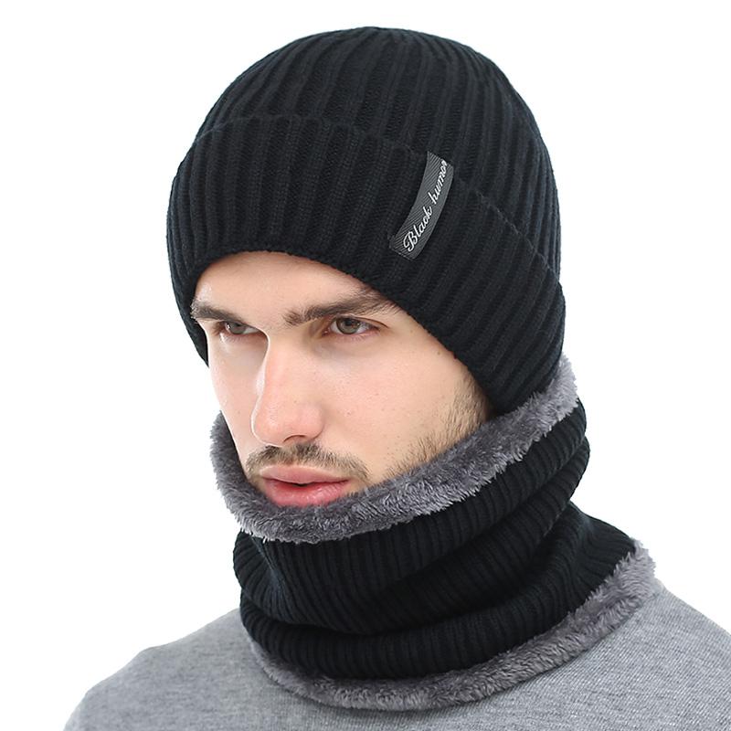 Men's Winter Beanies Scarf Knitted Hat