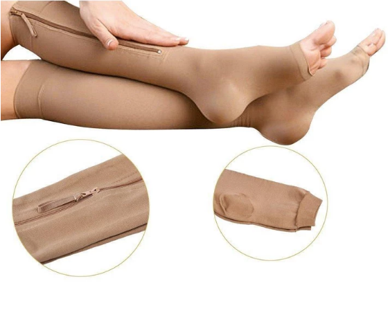 ROYALUCK Zippered Open Toe Compression Socks Support Stockings 20-30 mmHg