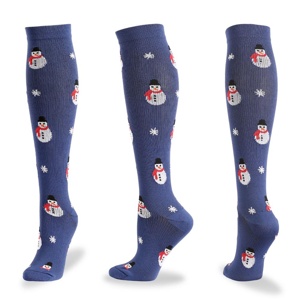 Autumn Winter Compression Stockings Christmas Cartoon Shaping Solid Snowman Exercise Leg Muscle Pressure Soothing Women Men Sock