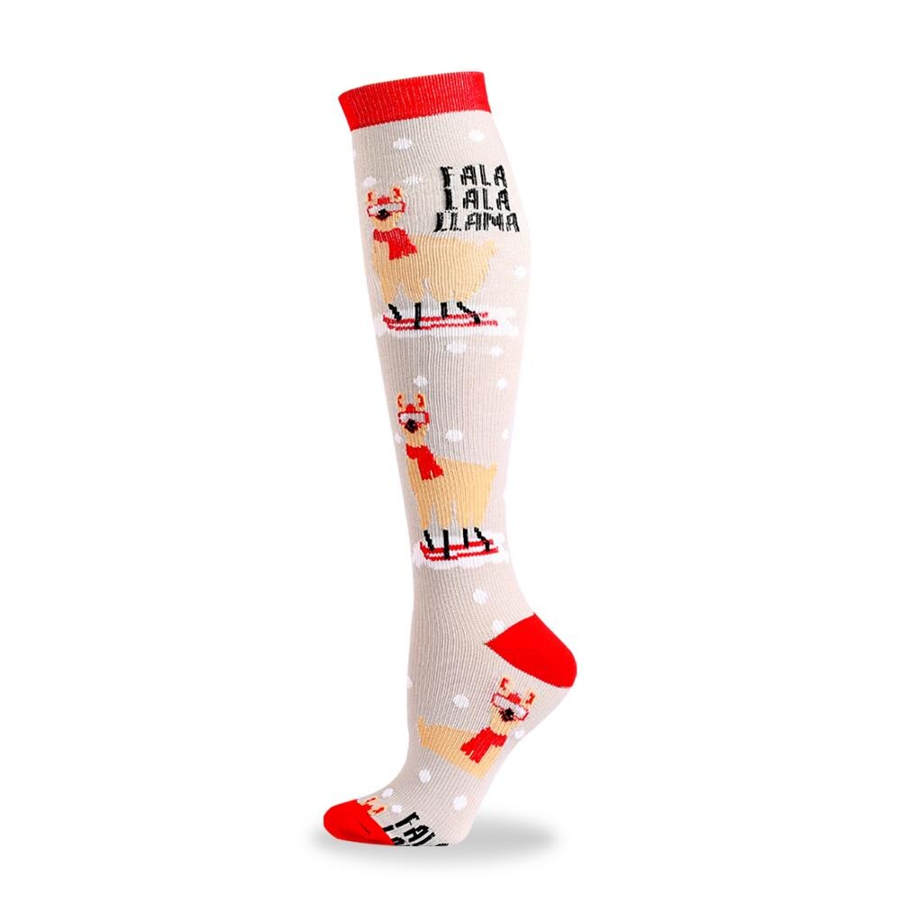 Autumn Winter Compression Stockings Christmas Cartoon Shaping Solid Snowman Exercise Leg Muscle Pressure Soothing Women Men Sock