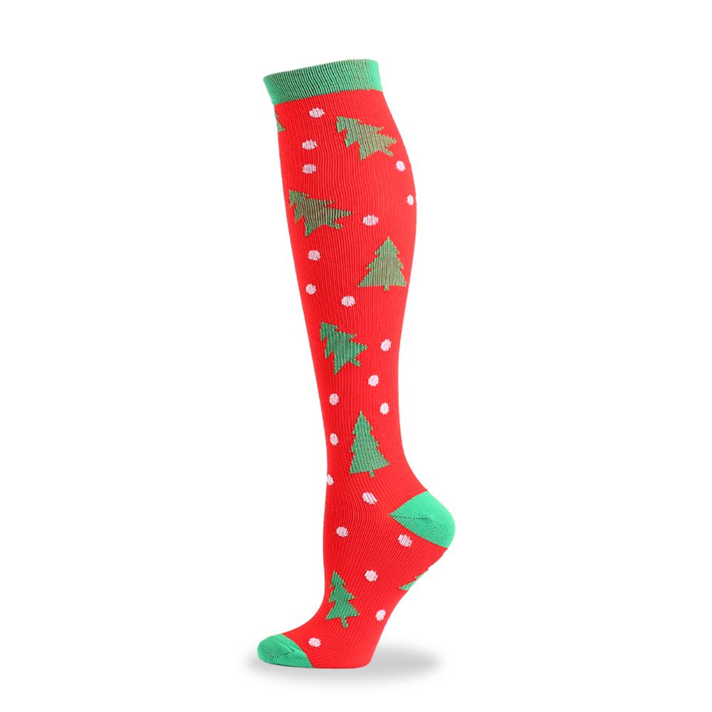 Autumn Winter Compression Stockings Christmas Cartoon Shaping Solid Snowman Exercise Leg Muscle Pressure Soothing Women Men Sock