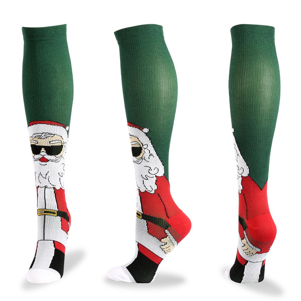 Autumn Winter Compression Stockings Christmas Cartoon Shaping Solid Snowman Exercise Leg Muscle Pressure Soothing Women Men Sock