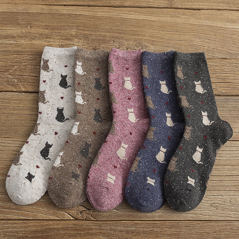 Autumn and Winter New Style Japanese Cute Socks Korean Cat Harajuku Socks Women Woool  Kawaii Thicken Cute Socks