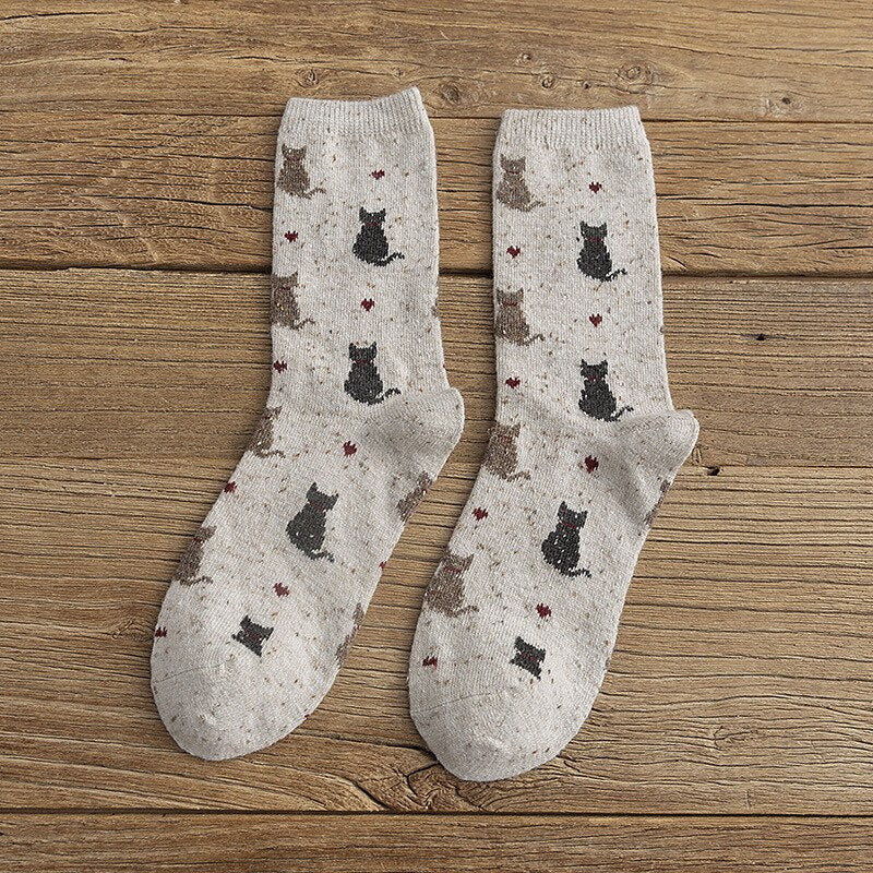 Autumn and Winter New Style Japanese Cute Socks Korean Cat Harajuku Socks Women Woool  Kawaii Thicken Cute Socks