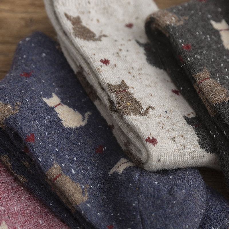 Autumn and Winter New Style Japanese Cute Socks Korean Cat Harajuku Socks Women Woool  Kawaii Thicken Cute Socks