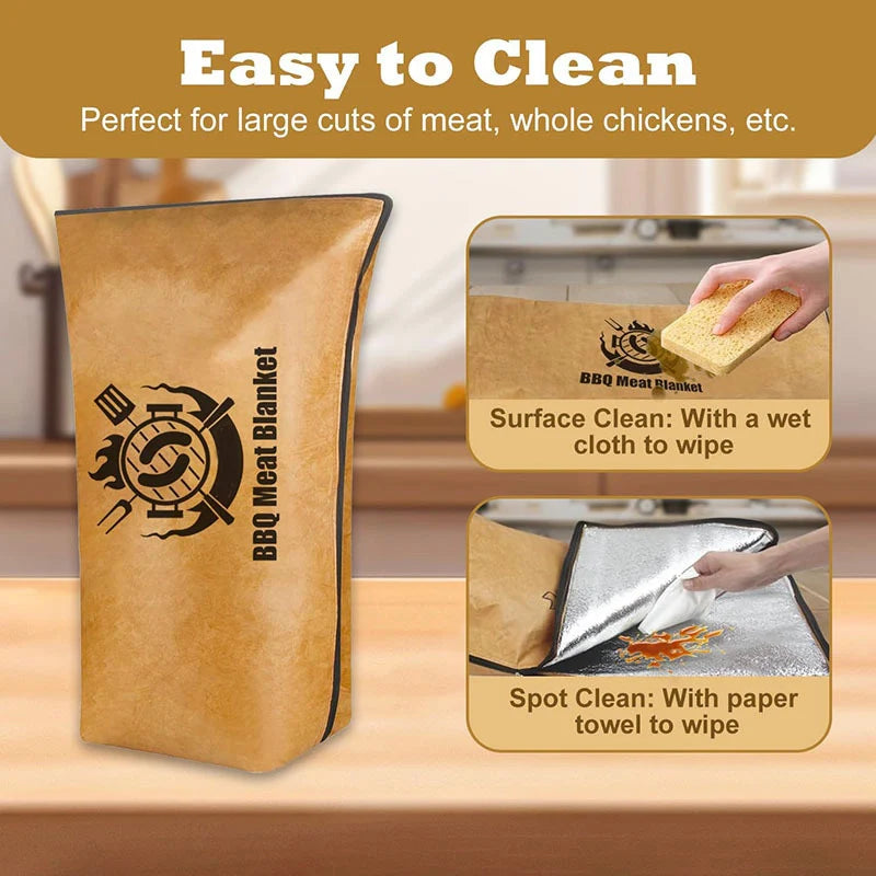 Reusable Insulated Bag BBQ Meat Resting Blanket for Brisket, Pork Shoulders, Turkey