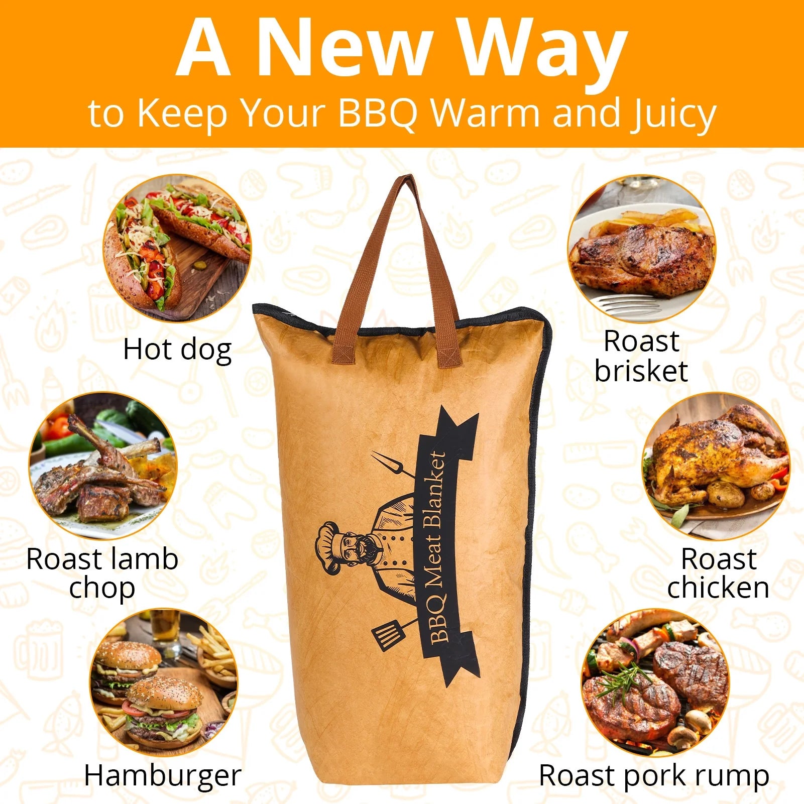 Insulated BBQ Meat Resting Blanket Large Reusable Smoker Bag for Brisket, Beef, Turkey