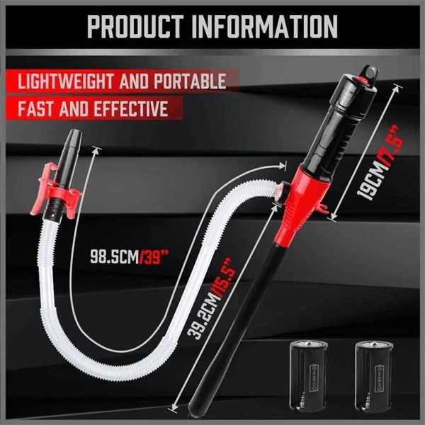 Battery Powered Electric Fuel Transfer Pump with Nozzle – Easy Vehicle Fuel Extraction