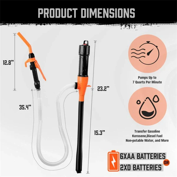 Battery Powered Electric Fuel Transfer Pump with Nozzle – Easy Vehicle Fuel Extraction