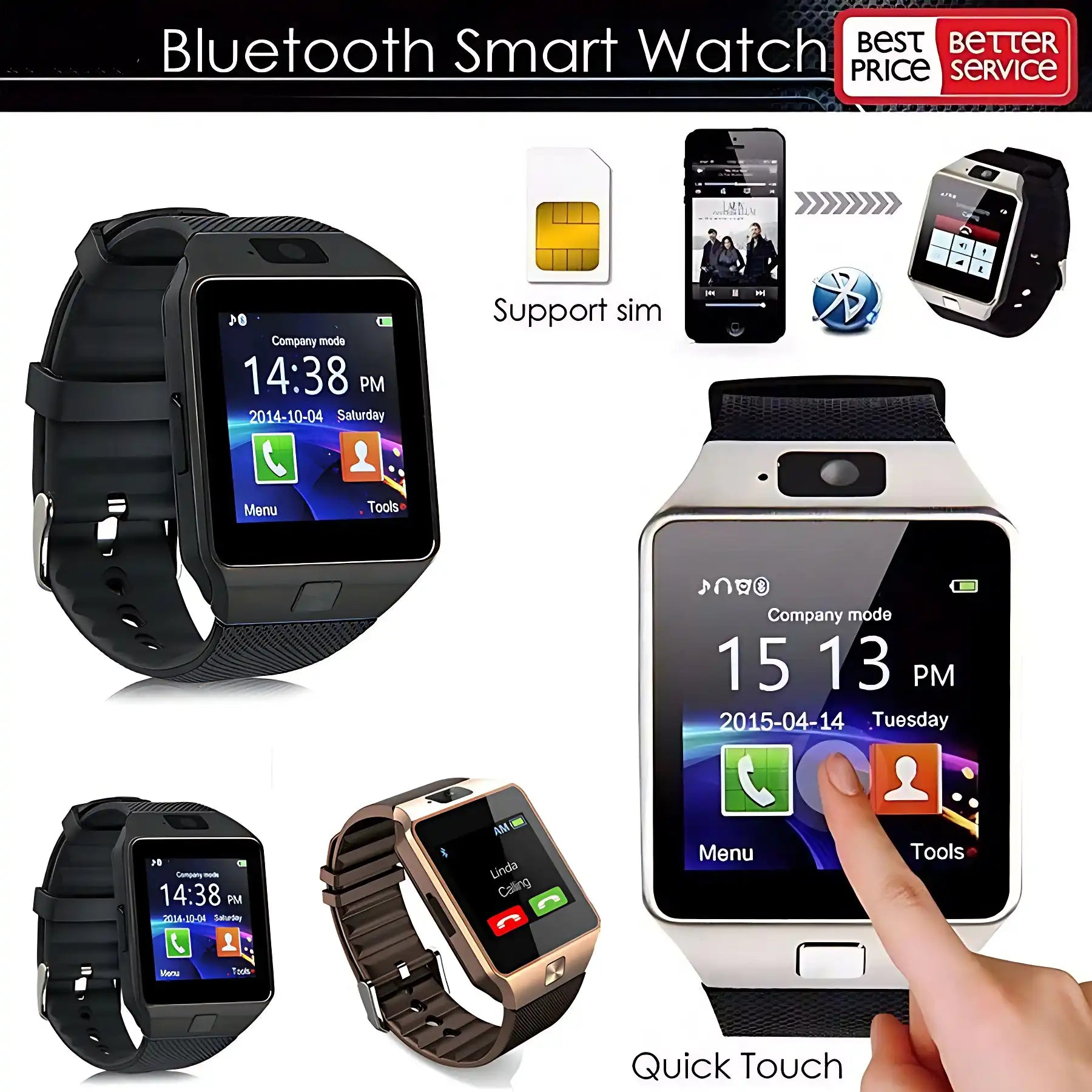 Bluetooth Smartwatch with SIM Calling & Health Tracking