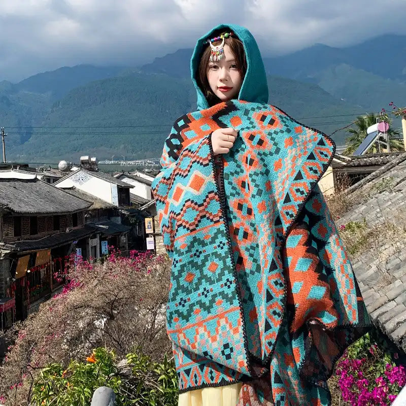 Bohemian Ethnic Style Cape Shawl