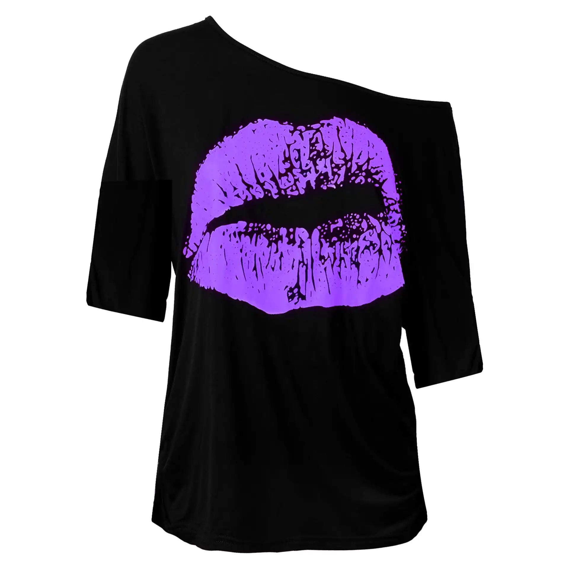 Bold Lips Print Tee - Vintage Women's Casual T-Shirt