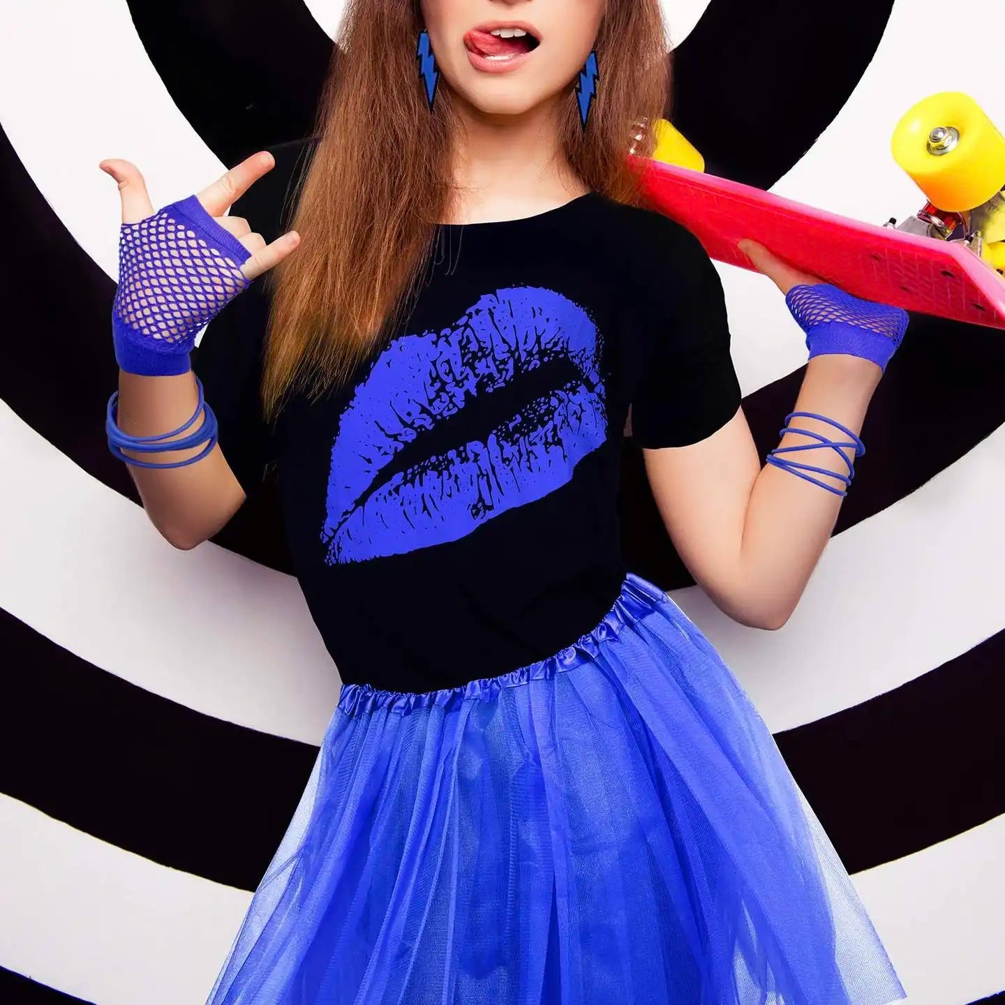 Bold Lips Print Tee - Vintage Women's Casual T-Shirt