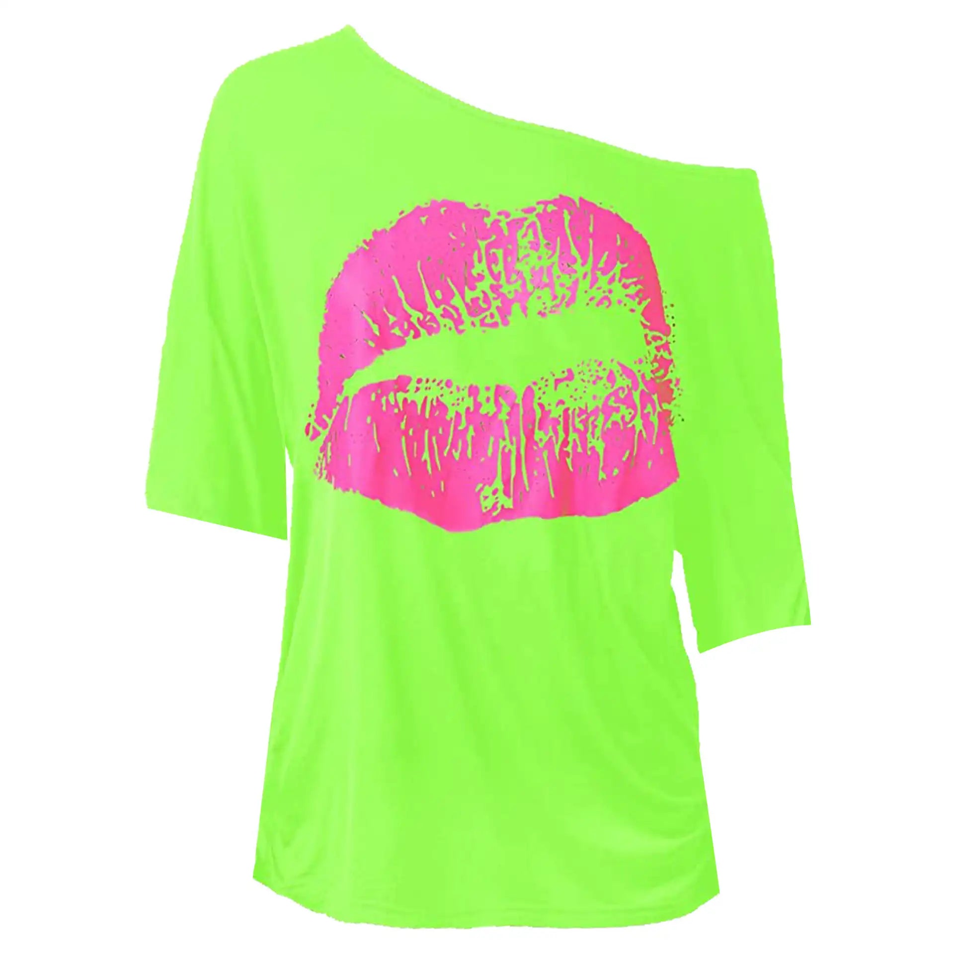 Bold Lips Print Tee - Vintage Women's Casual T-Shirt