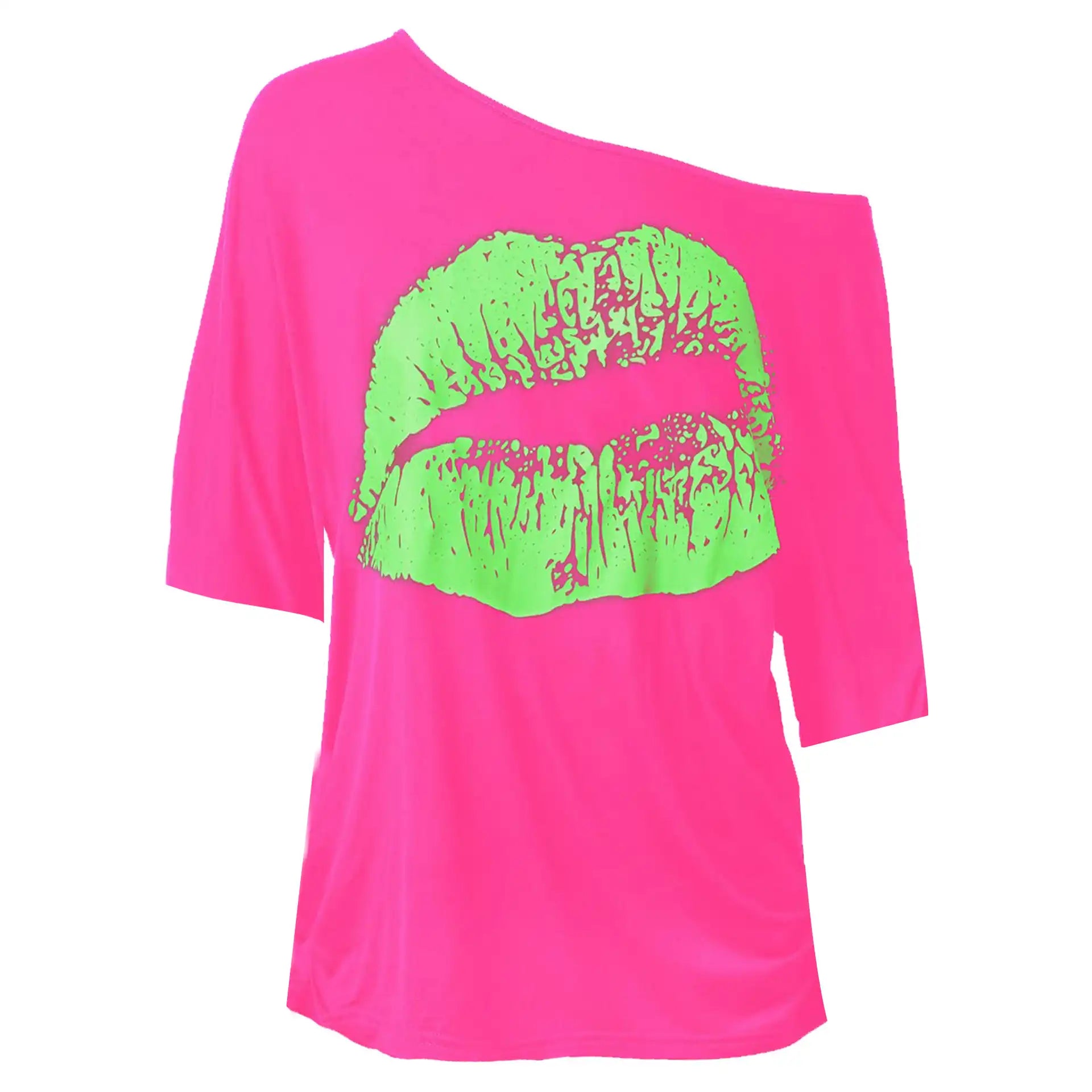Bold Lips Print Tee - Vintage Women's Casual T-Shirt