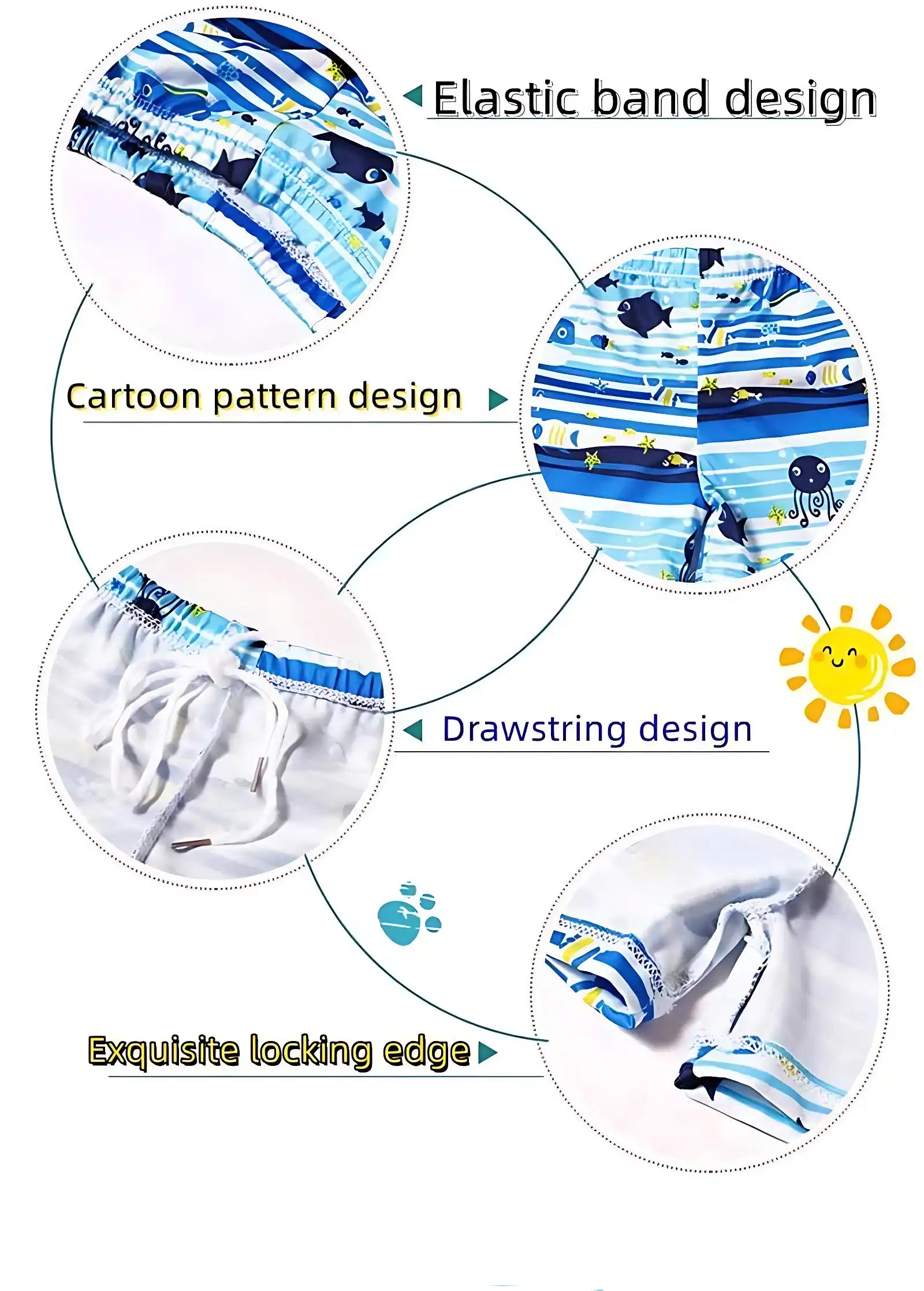 Boys' Fun Cartoon Swimming Trunks Beach Shorts (Random Colors)