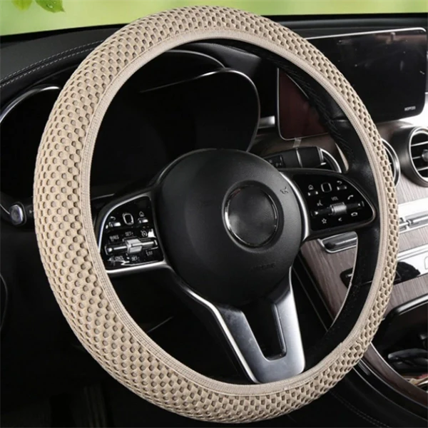 Breathable Steering Wheel Cover 15 Inch - Ice Silk Microfiber Anti-Slip Grip | Universal Fit for All Seasons