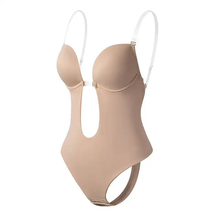 Bridal Low-Back Shapewear Bodysuit: Strapless & Backless with Convertible Transparent Straps | Plus Size Tummy Control