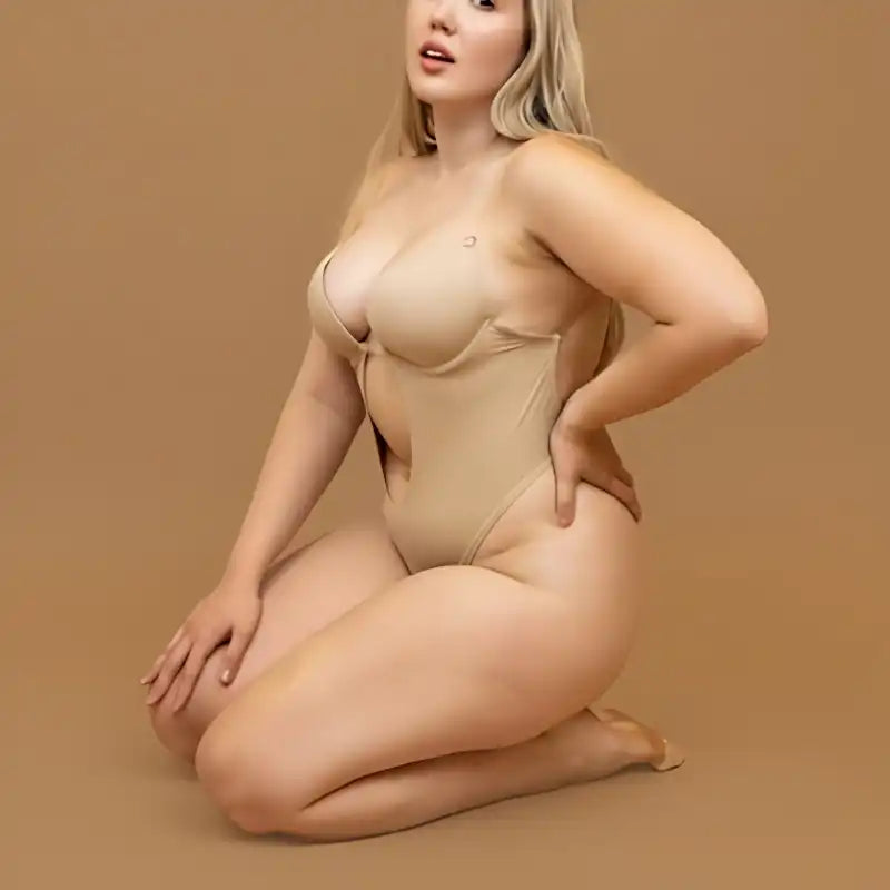 Bridal Low-Back Shapewear Bodysuit: Strapless & Backless with Convertible Transparent Straps | Plus Size Tummy Control