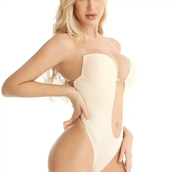 Bridal Low-Back Shapewear Bodysuit: Strapless & Backless with Convertible Transparent Straps | Plus Size Tummy Control