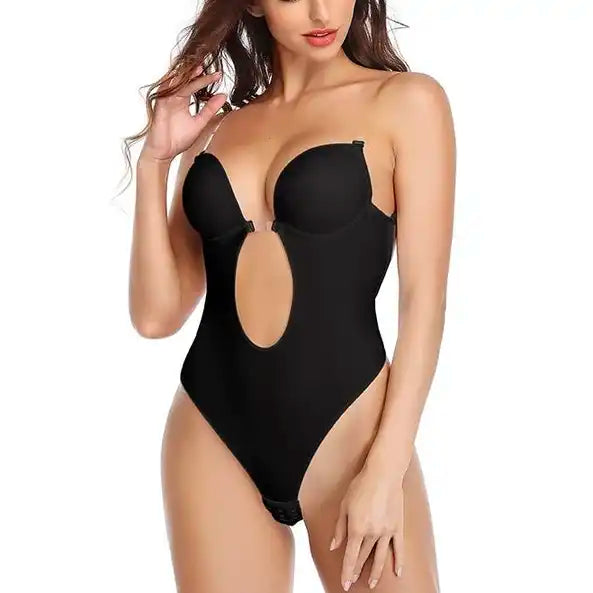 Bridal Low-Back Shapewear Bodysuit: Strapless & Backless with Convertible Transparent Straps | Plus Size Tummy Control