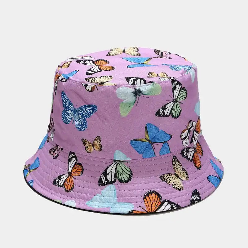 Butterfly Print Double-Sided Bucket Hat