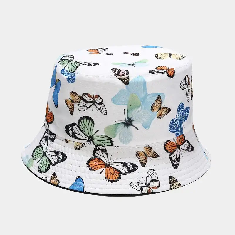 Butterfly Print Double-Sided Bucket Hat
