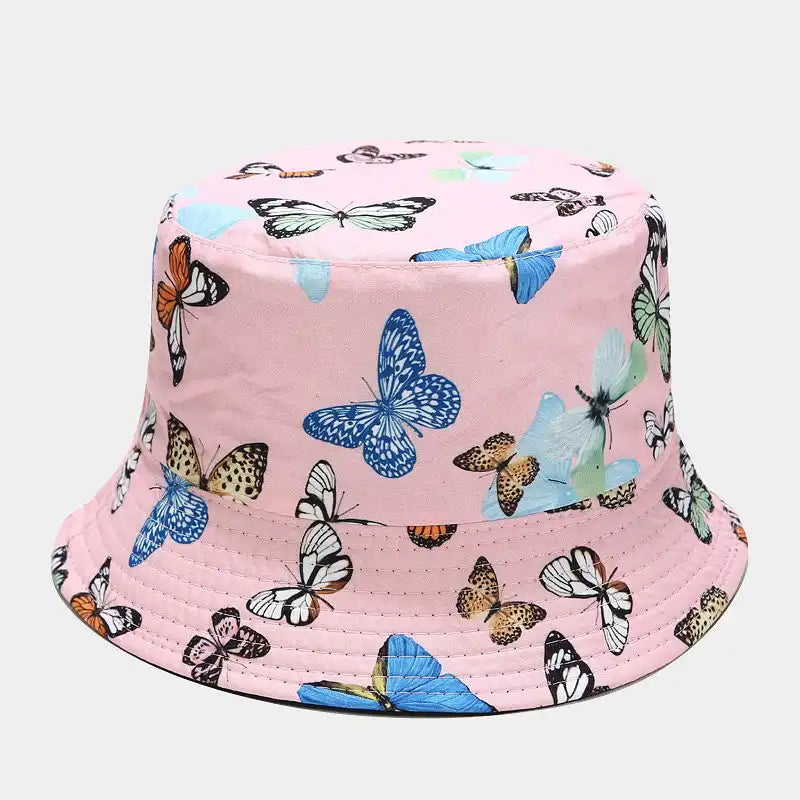 Butterfly Print Double-Sided Bucket Hat